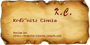 Kránitz Cinnia névjegykártya